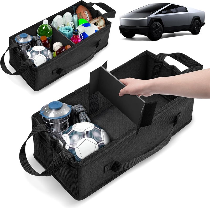 AUTOFIT Cybertruck 1st Row Under Seat Front Storage Box 2PCS - Truck Under Seat Tool Box for 2024 Tesla Cybertruck with Removable Dividers, 600D Oxford Cloth, Cybertruck accessories Mesh Organizer - Image 1